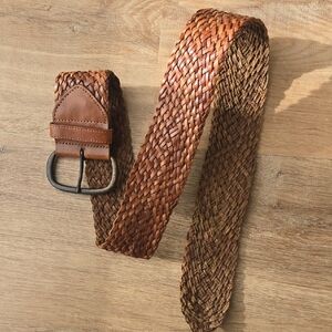OASIS Genuine Leather Braided Wide Brown Belt